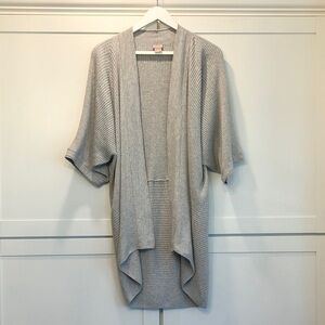 Chico's Light Gray Open-Front Ribbed Cardigan